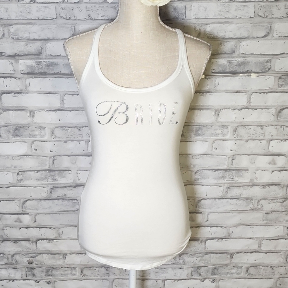 Victoria's Secret White Bride Rhinestone Racerback Tank Top